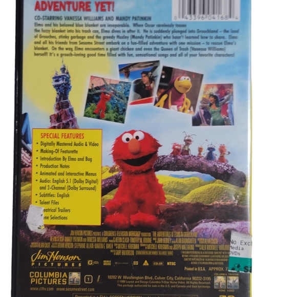 The Adventures of Elmo in Grouchland DVD 1999 Elmo's 1st Movie Columbia Rated G - Picture 2 of 2